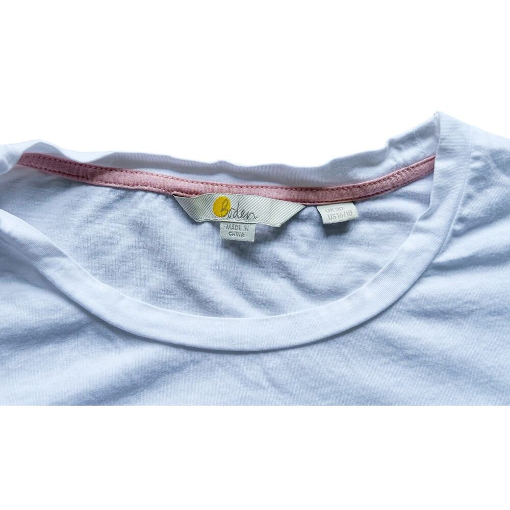 Boden Abigail Lace Eyelet Puff Sleeve Jersey Top Size 16 White Romantic Cottage - Picture 5 of 9